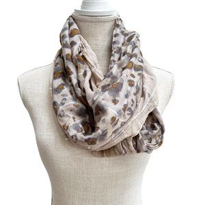 LOFT Light Pink Plaid and Leopard Infinity Scarf